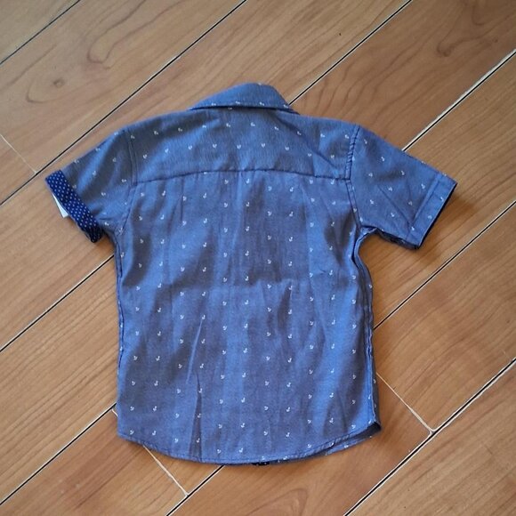 Craft & Flow boys size 5/med blue and white anchor patterned button up shirt - Picture 6 of 7